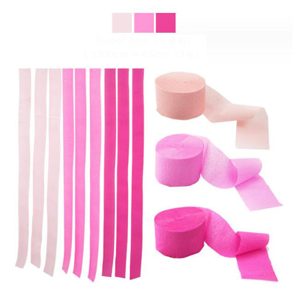 3 stk. Fødselsdagsfest Baggrundsdekoration Krøllet Papir Sweet Pink