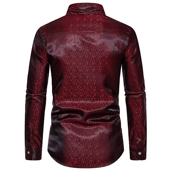 Mænds Casual Langærmet Lapel Trykt Knapløs Skjorte Red L