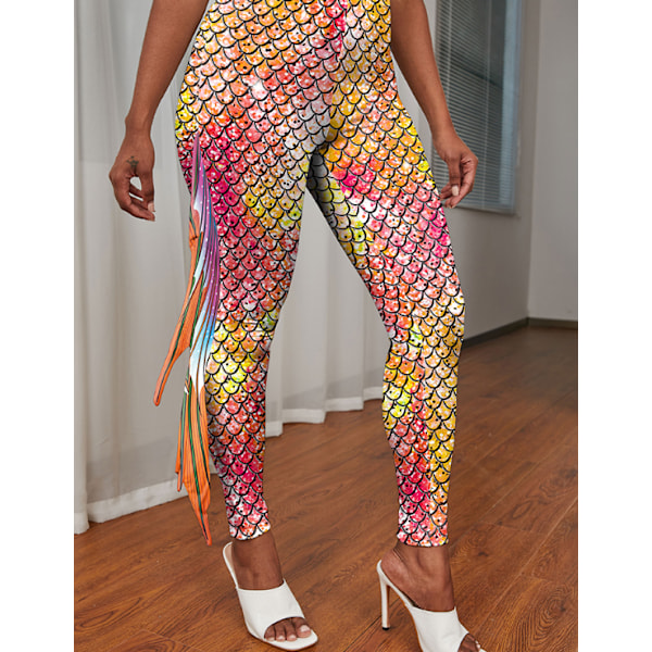 Sjöjungfru Leggings för Kvinnor Fiskfjäll Leggings Style 5 XL