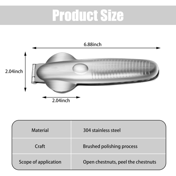 Multifunktionel Kastanjeåbner i Rustfrit Stål Køkkenredskab 6.88INCH