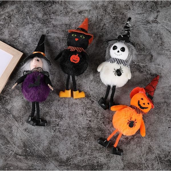 4 stk. Halloween Hængende Dekorationer, Græskar, Hexe og Sort Kat Pynt Dekorative 4PCS