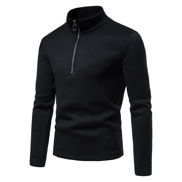 Mænds Lynlås Trøje Slim Crew Sweater Black L