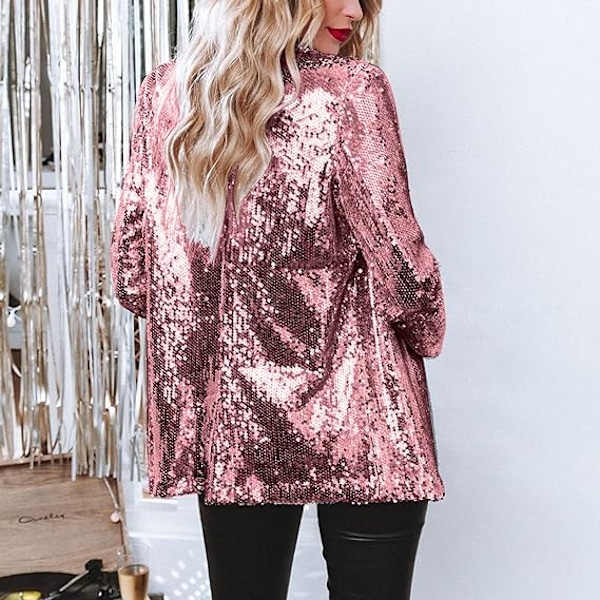 Dame Blazer Letvægts Lange Ærmer Enkelt Knappen Slank Blazer Pink 3XL