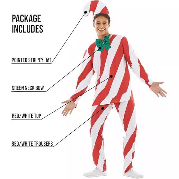 Voksen Candy Cane Kostume, Candy Cane Outfit Q1 2XL