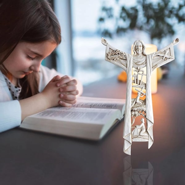 Korsfäst Jesus Väggstaty Handgjord Uthålad Kors 21*14*1.5CM
