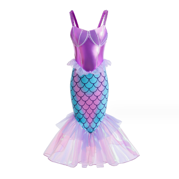 Flickakostym Havfrue Prinsessa Cosplay Klä upp 120cm