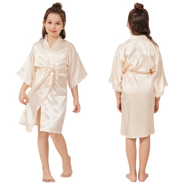 3-14 år Satin Silk Barn Morgonrock Girl Kimono Badrockar champagne 8