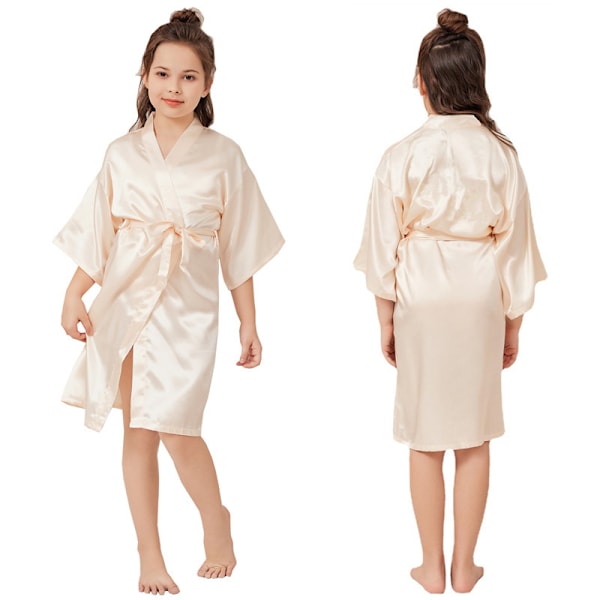 3-14 år Satin Silke Barnekjole Jente Kimono Badekåper champagne 8