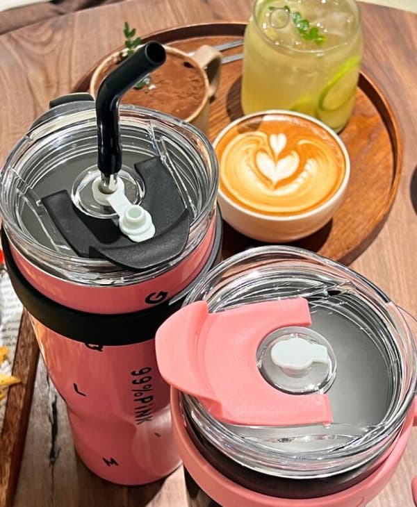 1200ML Håndholdt Stor Kapasitet Termoskopp i Rustfritt Stål Pink