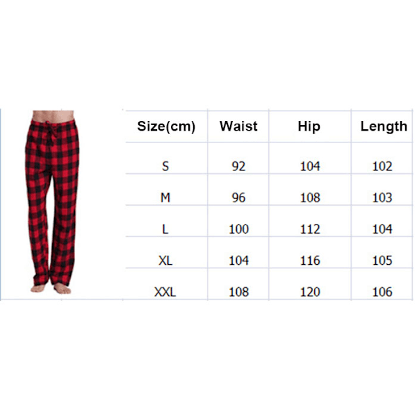 Herre Plaid Pyjamasbukser, Myke Lounge Pyjamasbukser med Lommer Red 2XL