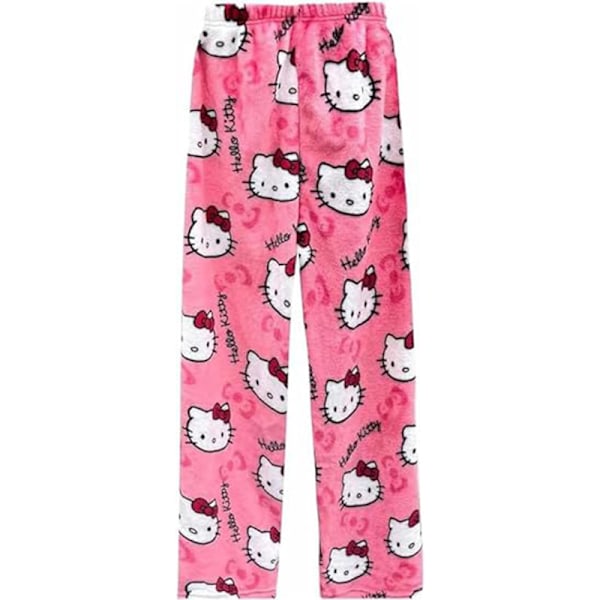 Naisten Piirretty Kissan Pyjama Housut, Söötti Kissan Flanelli Mukavat Unihousut Rose Red XL