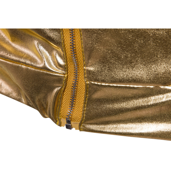 Mænds Stående Krage Zip Langærmet Sequin Jakke Golden S