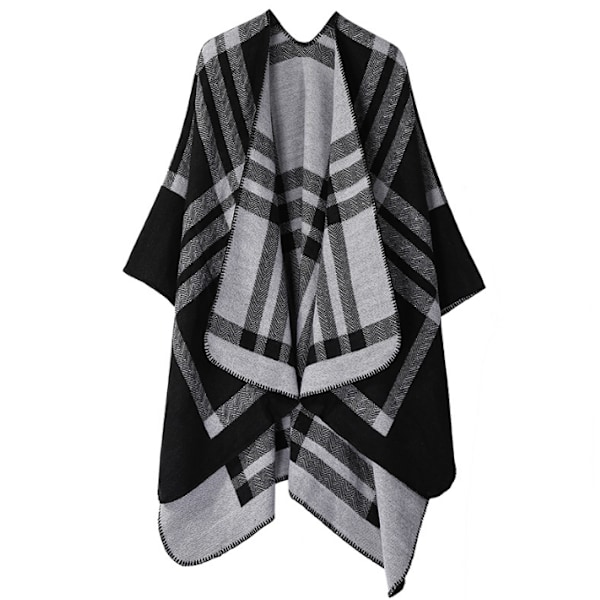 Retro Tofs Poncho Sjal Cape Wraps för kvinnor black4