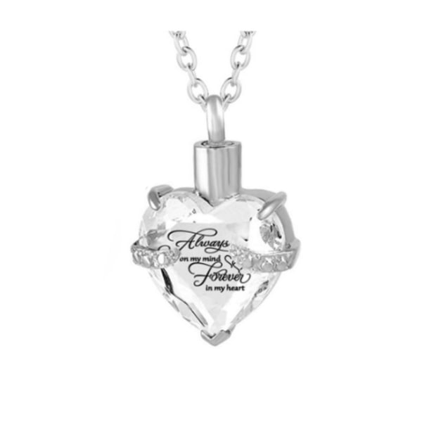 Crystal hjärtform kremering smycken Memorial Urn halsband June