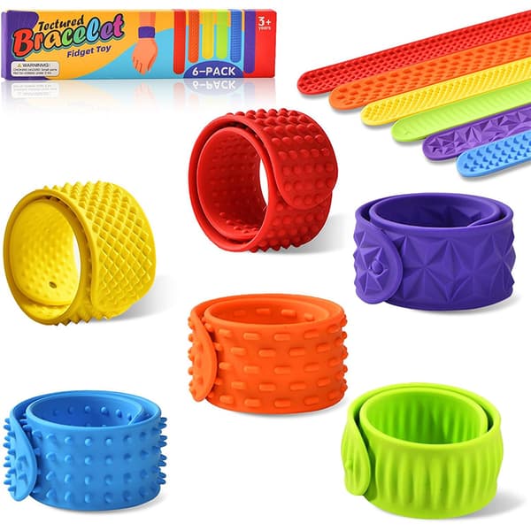 Slap Armband Fidget Sensoriska Leksaker, 6-pack Sensoriska Leksaker för Barn med Autism