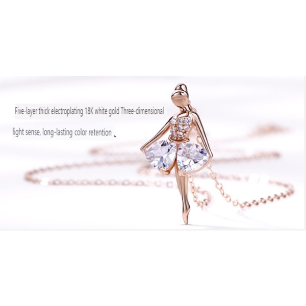 925 Sterling Silver Ballerina halsband smycken Rose Gold
