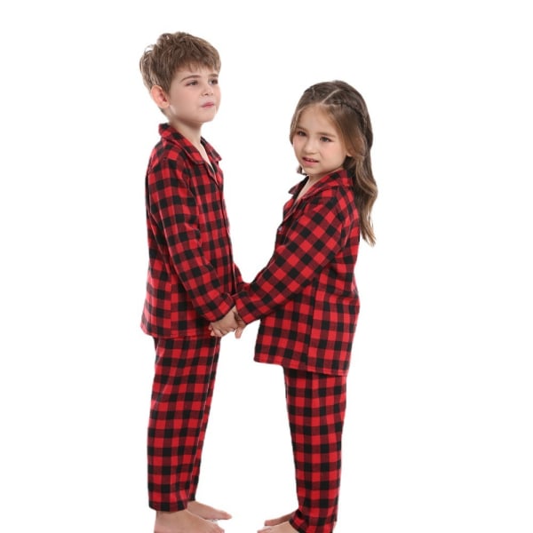 Jul Familj Matchande Kläder Röd Rutig Pyjamas Black 80cm