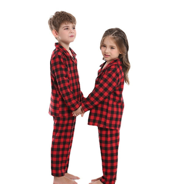 Jul Familj Matchande Kläder Röd Rutig Pyjamas Red 70cm