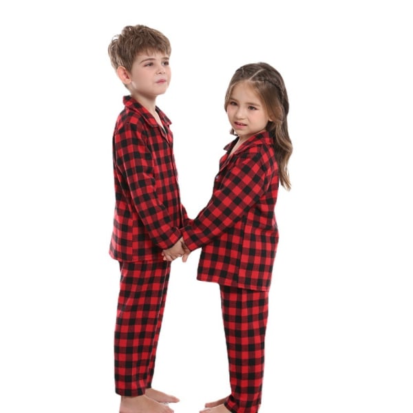 Jul Familj Matchande Kläder Röd Rutig Pyjamas Red 80cm