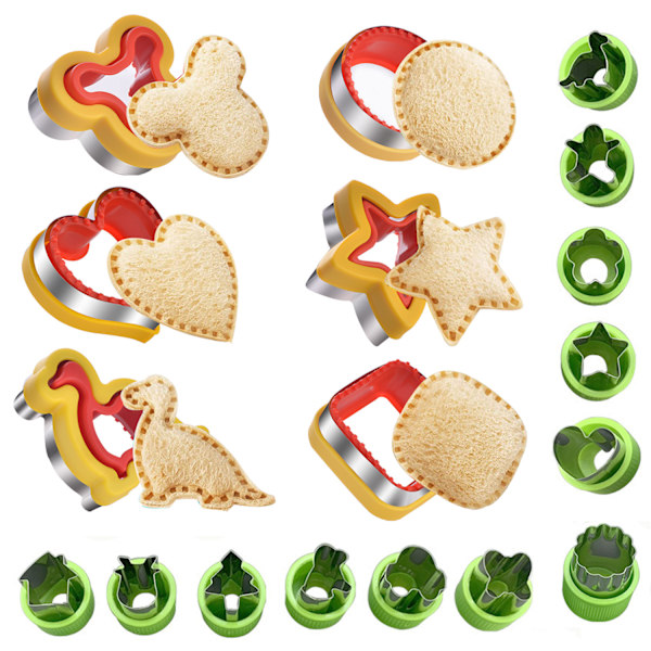 6 st Crustless Sandwich Cutter DIY Cookie Cutters Red 18 Pcs