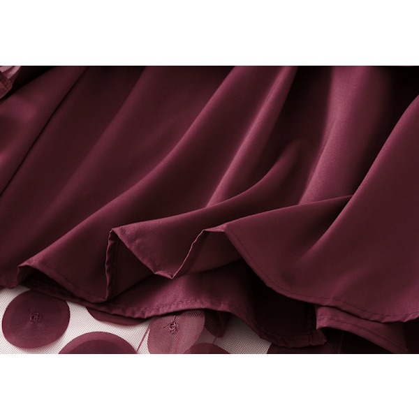 Dame Tyll Midi Skjørt 3D Polkadot Mesh Skjørt A-Linje Wine Red