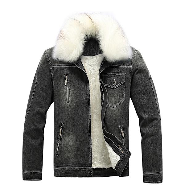 Jeansjacka med fleecefodrad för män, vinterjacka black2 L