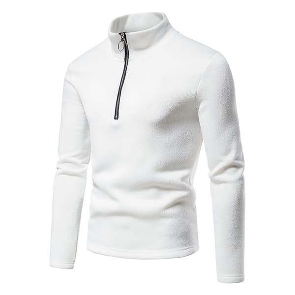 Herrar Zip-tröja Slim Crew White M