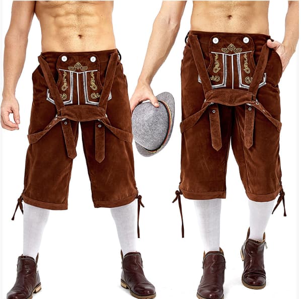 Herrbyxor Kostym Oktoberfest byxor Curry L