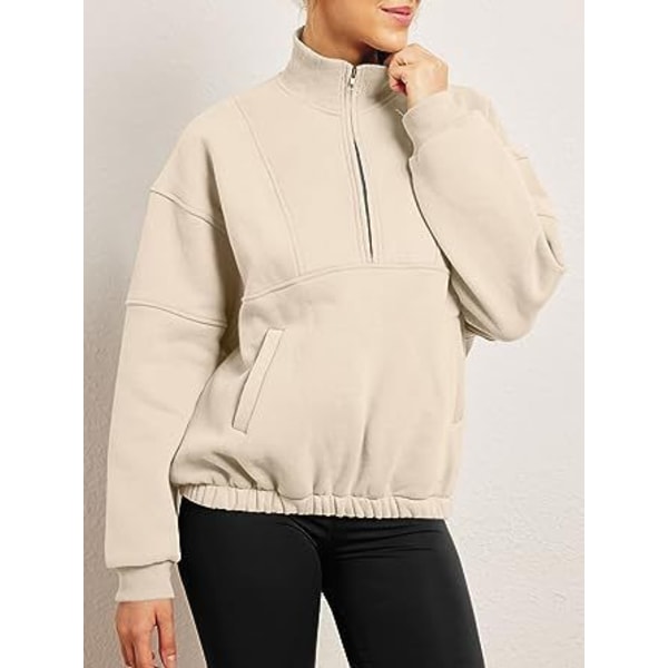 Dame Langærmet Lapel Halv Zip Up Sweatshirt Blue S