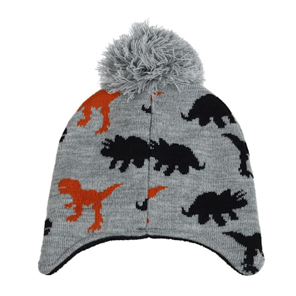 Barnmössa med Pompom Stickad Hatt Mysig Foder Vinter Skallehatt Grey 3-18 Months
