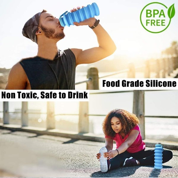 Sammenklappelig Vandflaske, Genanvendelige BPA-frie Vandflasker Blue