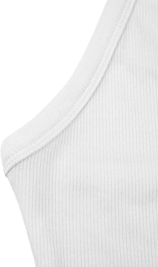 Dam Racerback Basic Tank Camisole V-ringad Slim Fit Ribbad Ärmlös White M