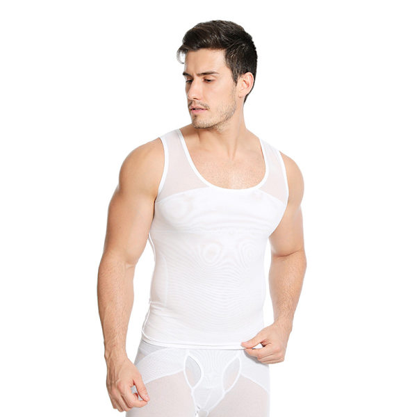Bröstkompressionströja för män, Shapewear white L