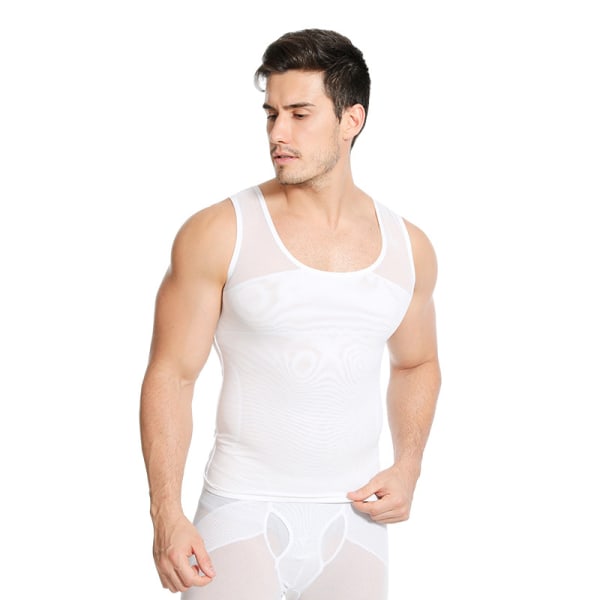 Bröstkompressionströja för män, Shapewear white XL