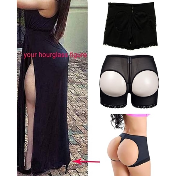 Kvinnors Butt Lifter Lace Boy Shorts Body Shaper Enhancer Trosor Black 3XL