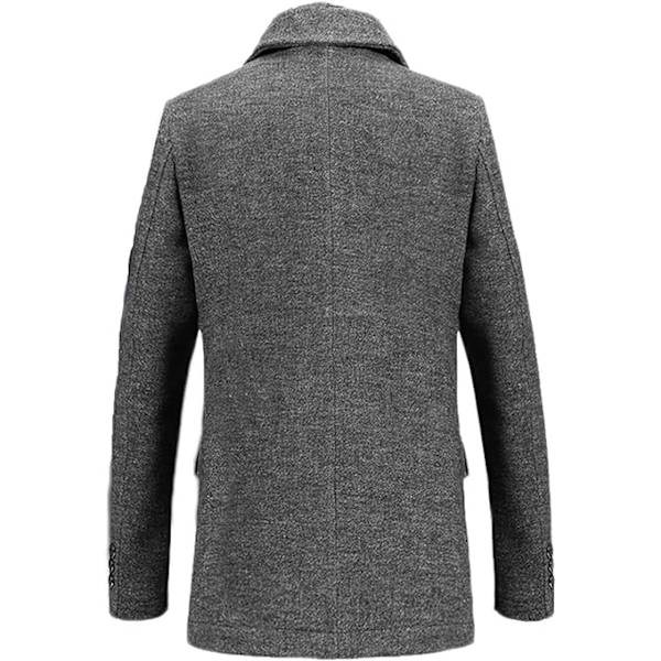 Herrar Ullblandning Peacoat med Avtagbar Mjuk Scarf Gray L