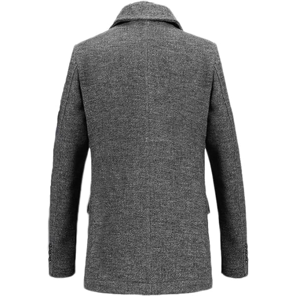 Mænds Uldblends Peacoat med Aftagelig Blød Touch-Halsklæde Gray XXL