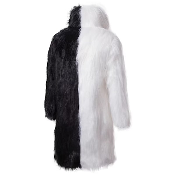 Mænds Luksuriøs Lang Kunstig Pels Frakke Vinter Fuzzy Fluffy Parka Overfrakke Black white L