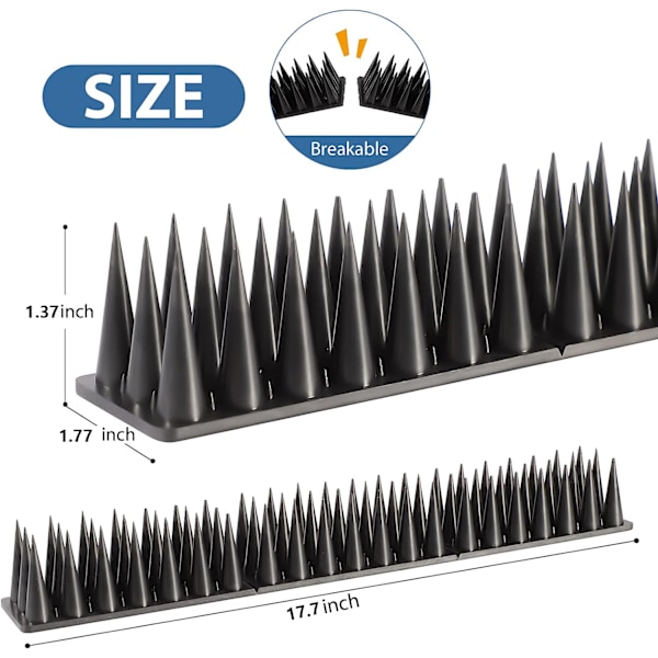 Bird Spikes, 12-pack Djuravskräckande spikar av plast Black