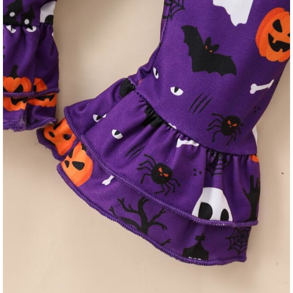 Halloween-tyttöjen kurpitsakuvioinen 3-osainen setti Purple 70CM