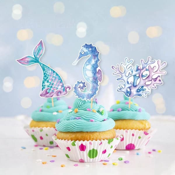 Havfrue Cupcake Stativ - 3-etasjes Papp Cupcake Stativ