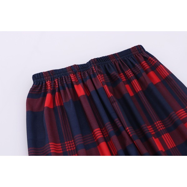 Mjukt Silke Långärmad Dam Plaid Skjorta Pyjamas Red M