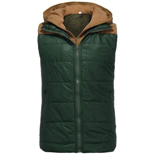 Mænds Dobbelt Lynlås Vest Hoodie, Efterår Vinter Frakke Green L