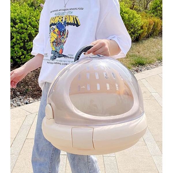 Handhållen Bärbar Capsule Cat Outing Bag Bil Beige