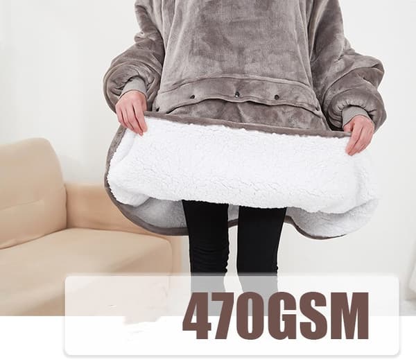 Winter Warm Hooded Lazy Blanket USB blue