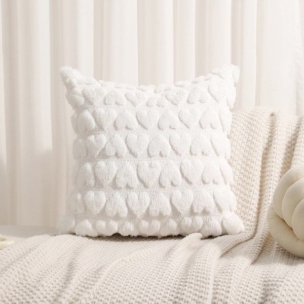Sæt af 2 Hjerte Kærlighed Søde Dekorative Valentinsdag Pudebetræk White 45*45cm