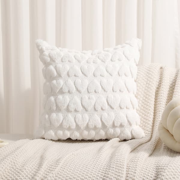 Sæt af 2 Hjerte Kærlighed Søde Dekorative Valentinsdag Pudebetræk White 50*50cm