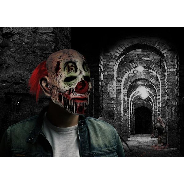 Halloween-pelottavat naamiot Lateksipelottavat klovnaamiot White Red