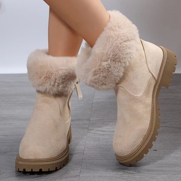 Talvisten liukkautta estävät paksuhkot ja pehmeät naisten lumisaappaat Beige 41