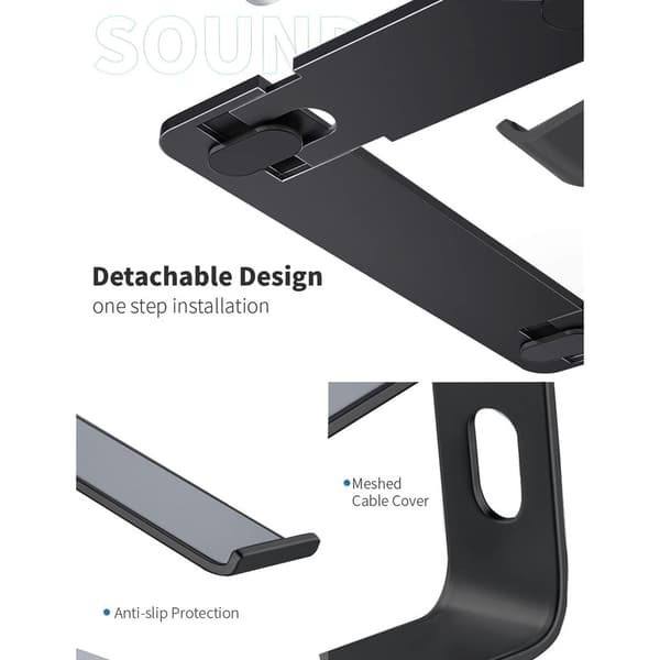 Laptop Stativ, Ergonomisk Laptop Elevationsstativ til Skrivebord Black